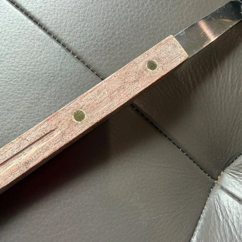 Vintage MCM Stainless Steel Long Spatula Flipper Wood Handle 16